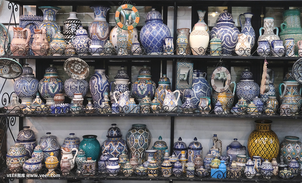 陶瓷餐具等陶瓷制品由摩洛哥工匠手工制作